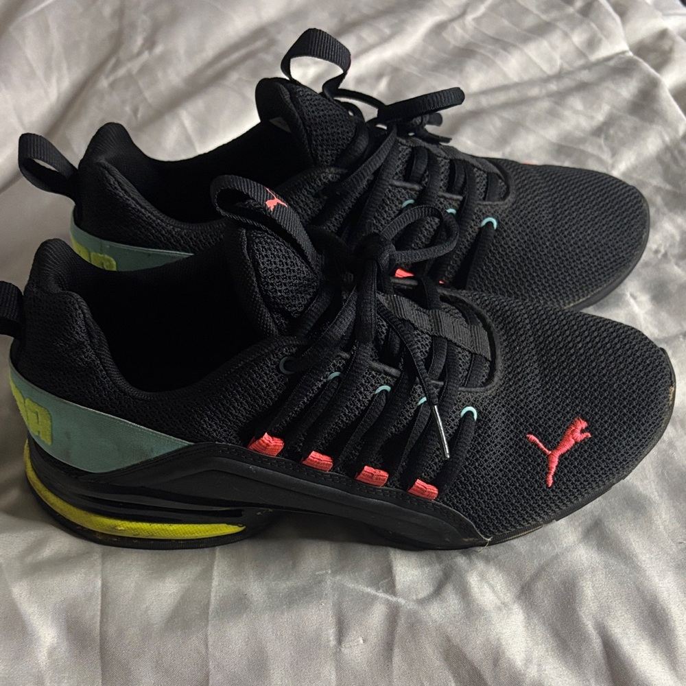 Puma Black with Neon and Mint Accents Sneakers
